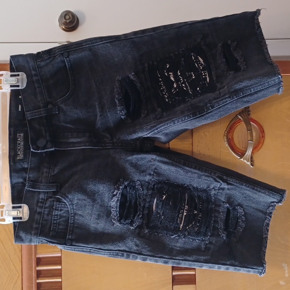 Blackcraft Cult Men's Black Distressed Jean Shorts